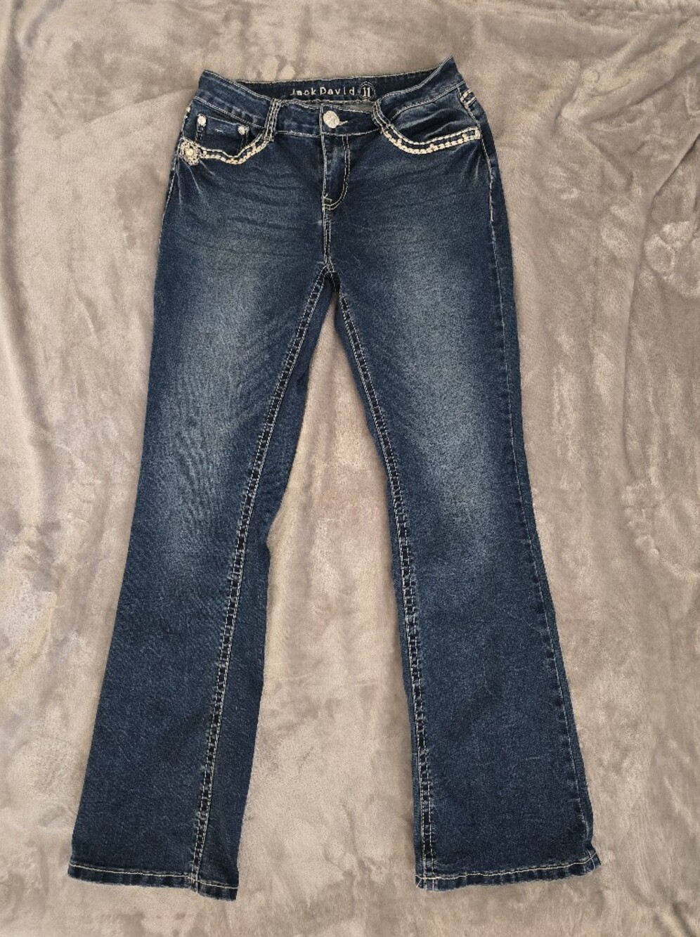 Dark Blue Women's Bootcut Jeans Embellished Bling Size 11